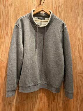 Robert Barakett Sweater Gray Knit Pullover Drawstrings Men's Medium